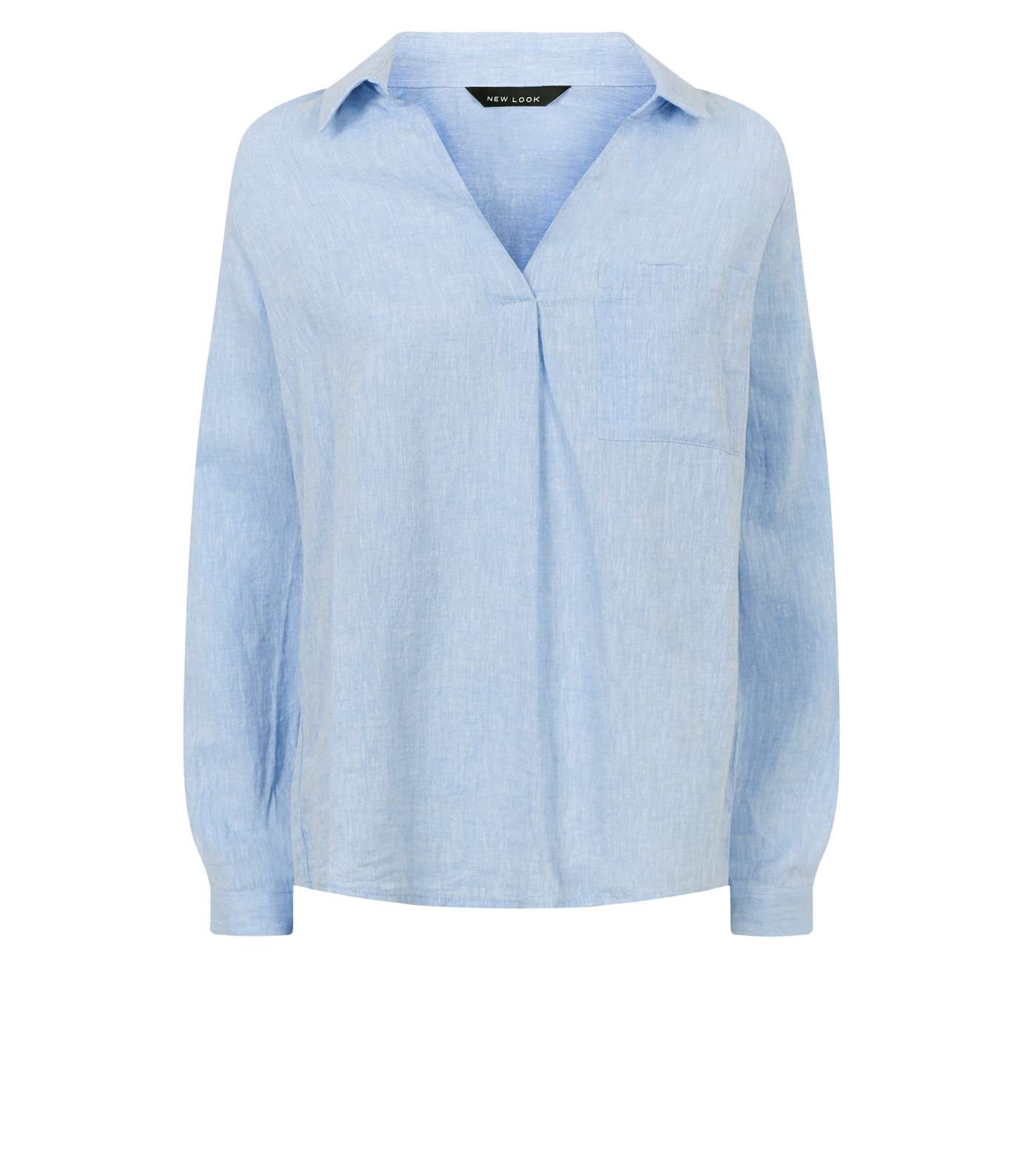 Blue Linen Blend Overhead Shirt Image 4