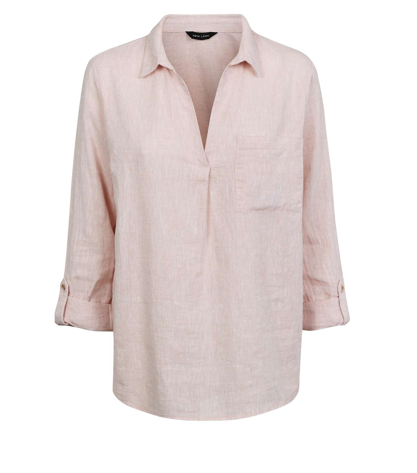 Pale Pink Linen Blend Overhead Shirt Image 4