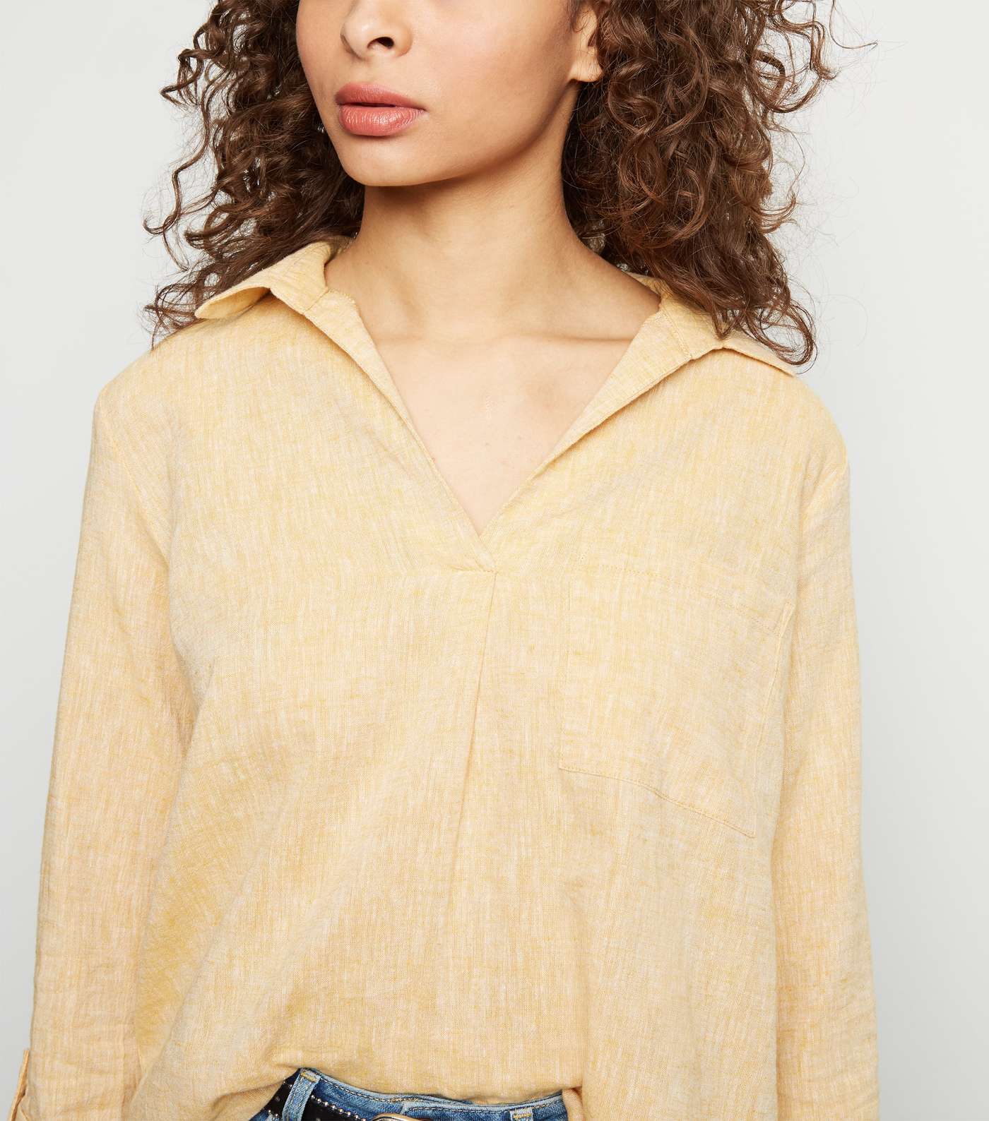 Yellow Linen Blend Overhead Shirt Image 5