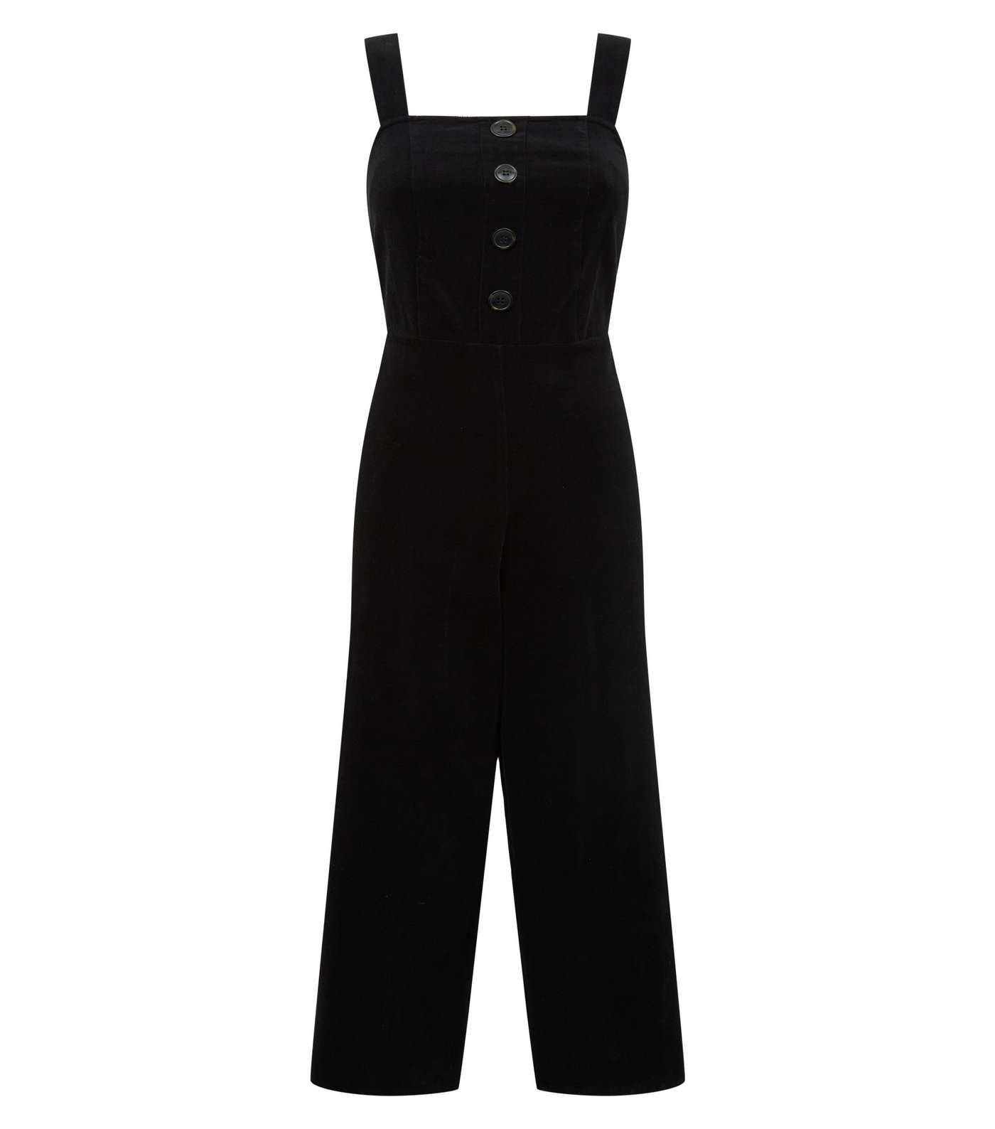Black Corduroy Button Front Culotte Jumpsuit Image 4