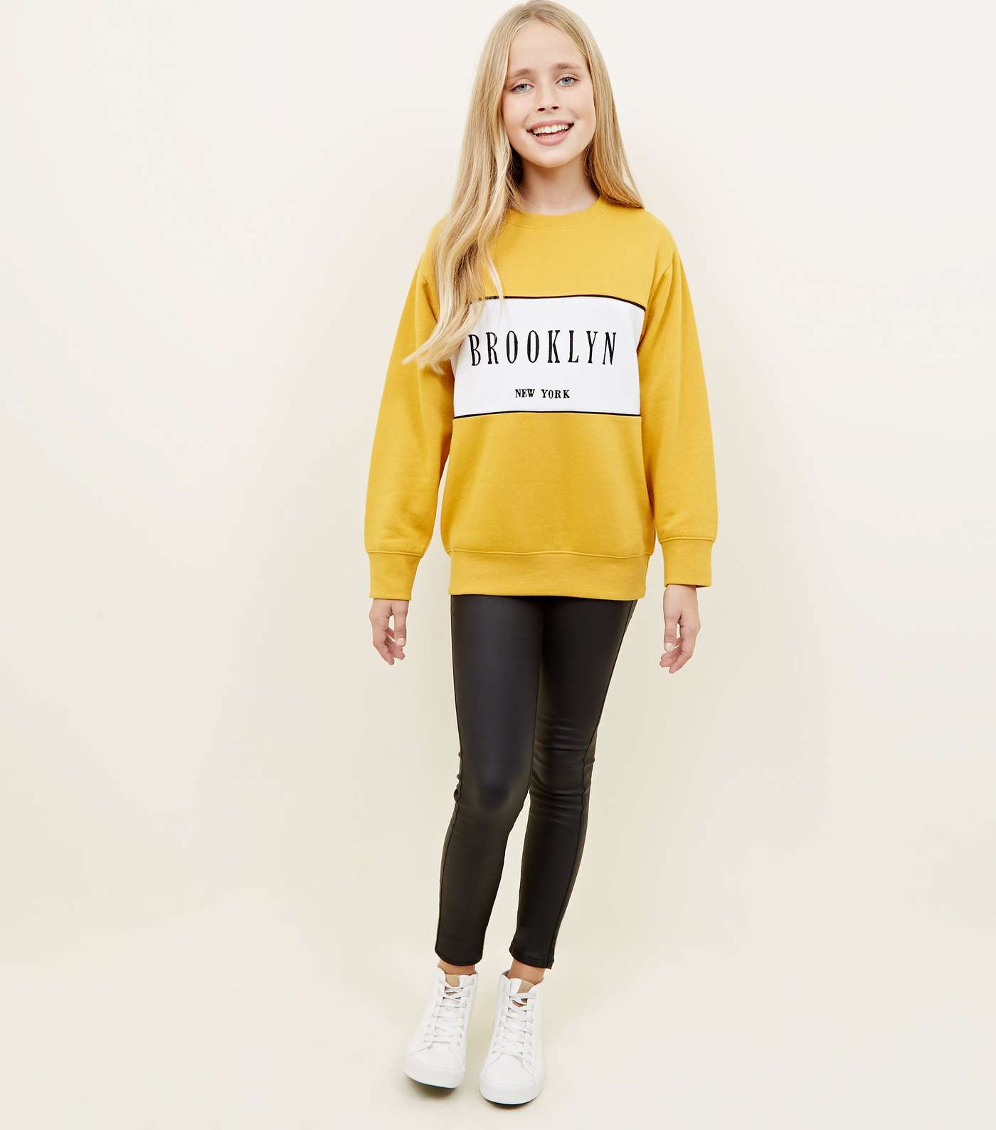 Girls Mustard Brooklyn Embroidered Longline Sweatshirt Image 2