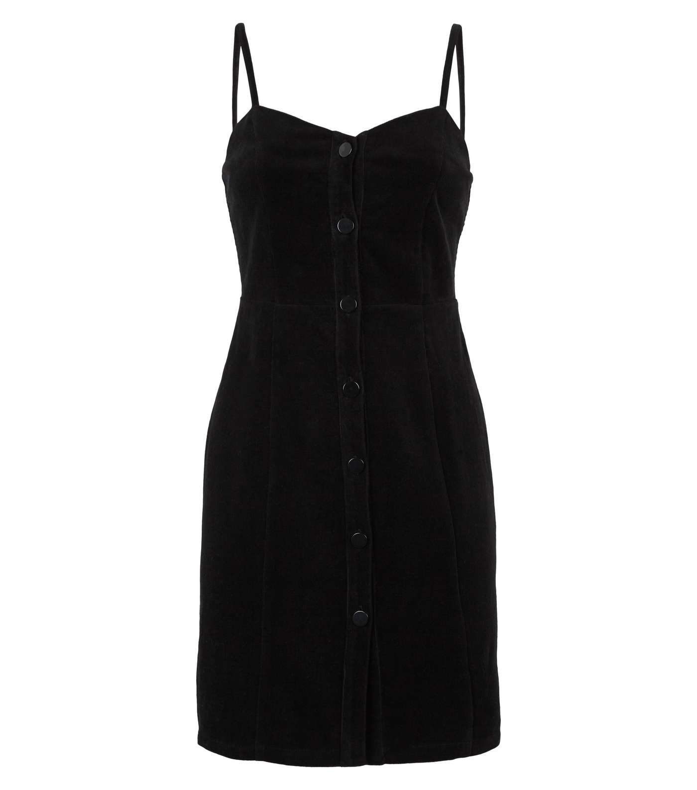 Black Corduroy Button Front Mini Dress Image 4