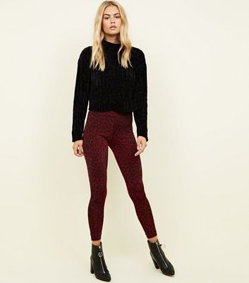 Red Leopard Print Leggings New Look
