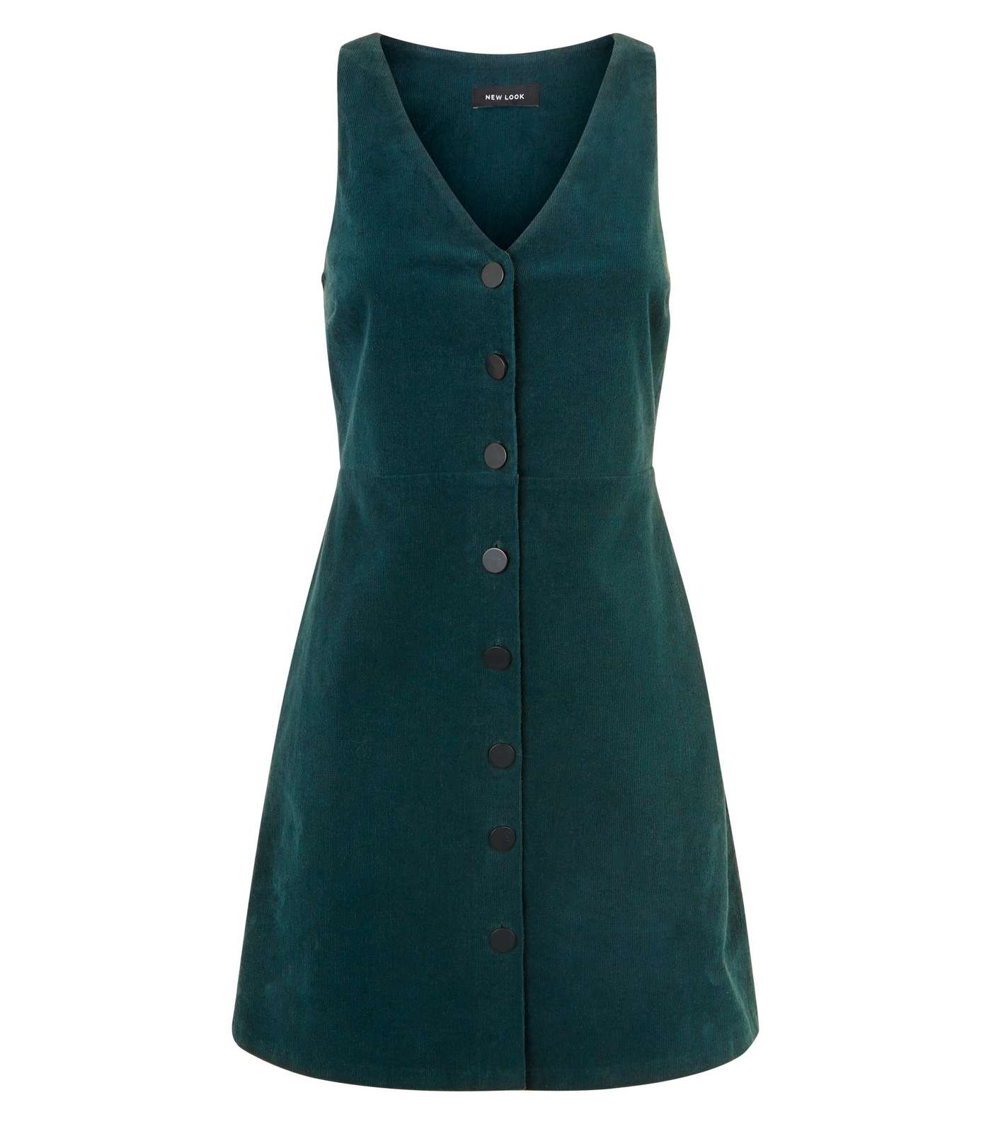 Dark Green Corduroy Button Front Dress  Image 4