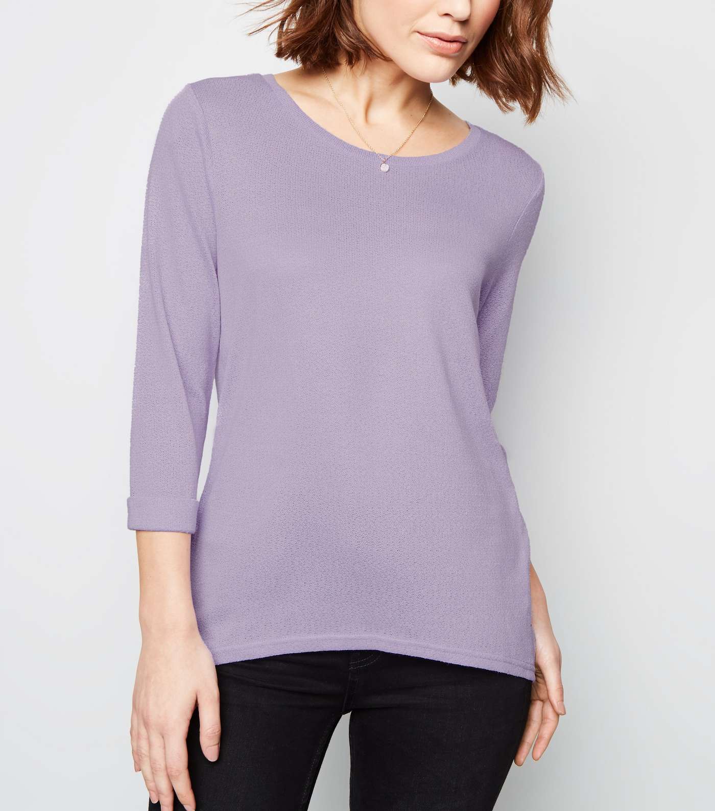 Lilac 3/4 Sleeve Fine Knit Top