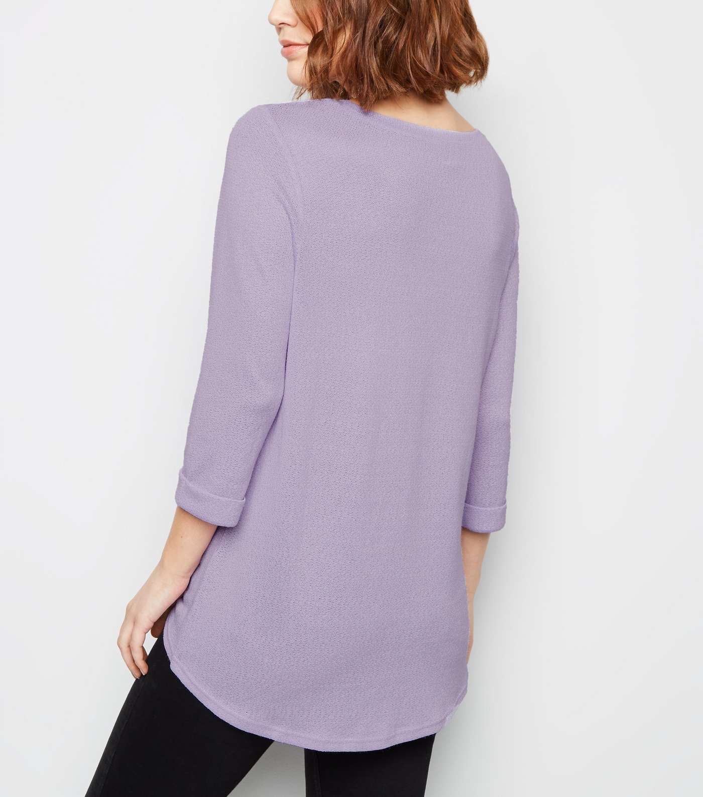 Lilac 3/4 Sleeve Fine Knit Top Image 3