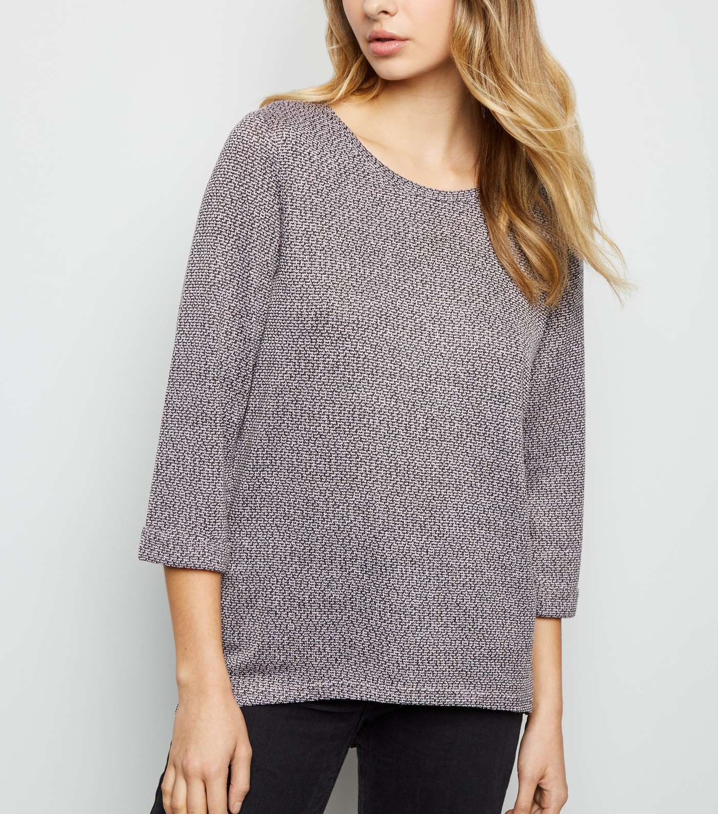 Pale Pink 3/4 Sleeve Fine Knit Top
