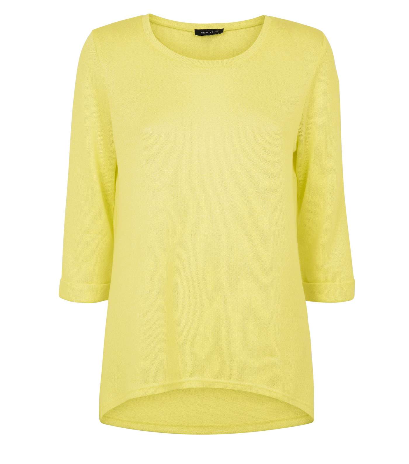 Pale Yellow 3/4 Sleeve Fine Knit Top Image 4