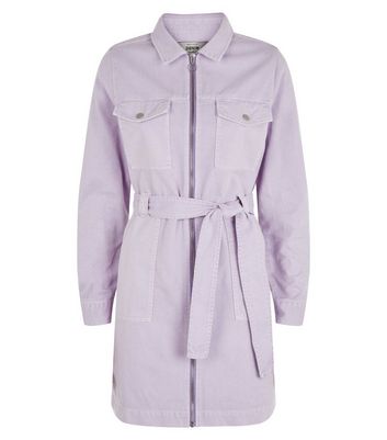 Lilac Denim Utility Shirt Dress New Look