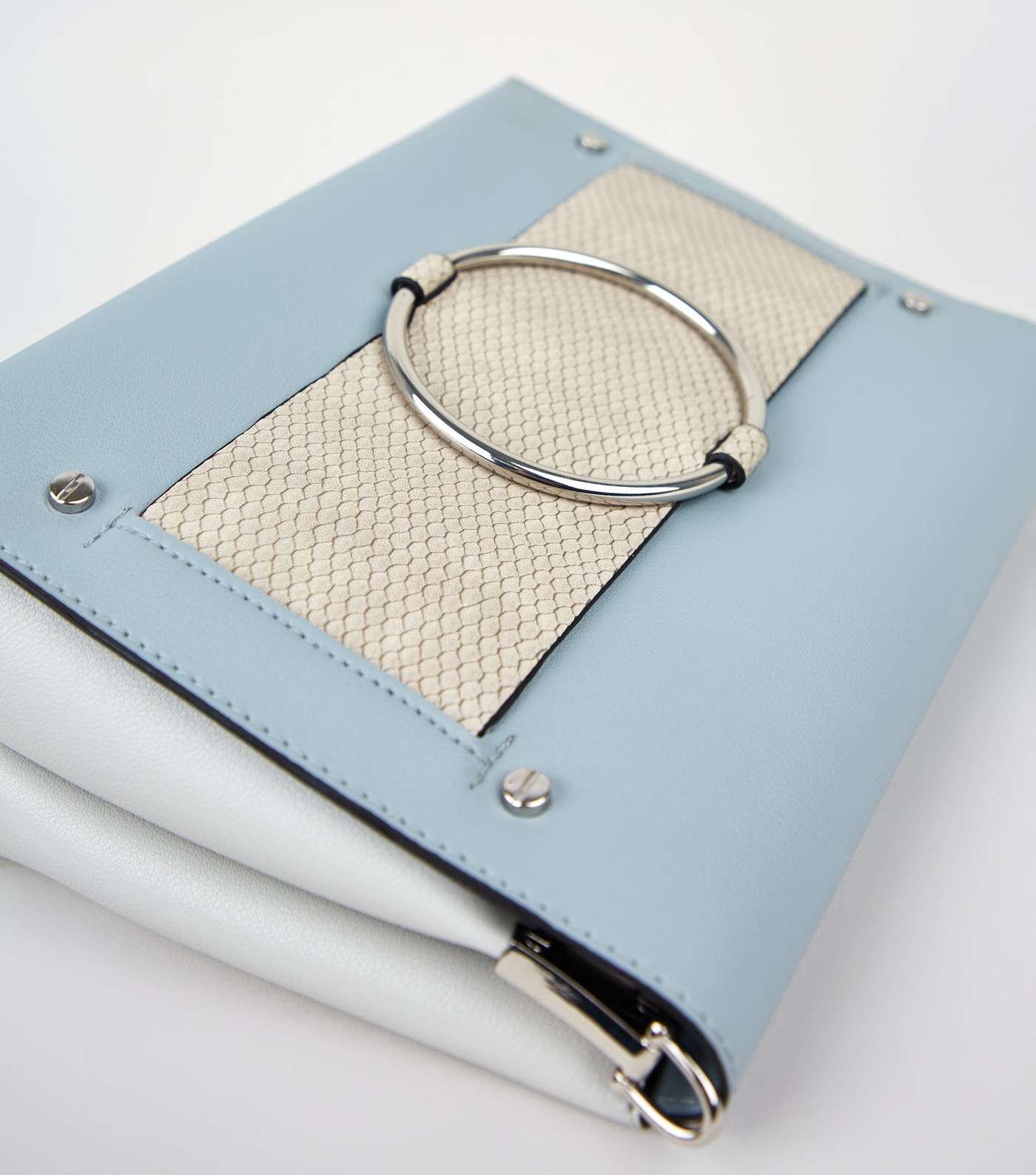 Blue Leather-Look Colour Block Bag Image 3