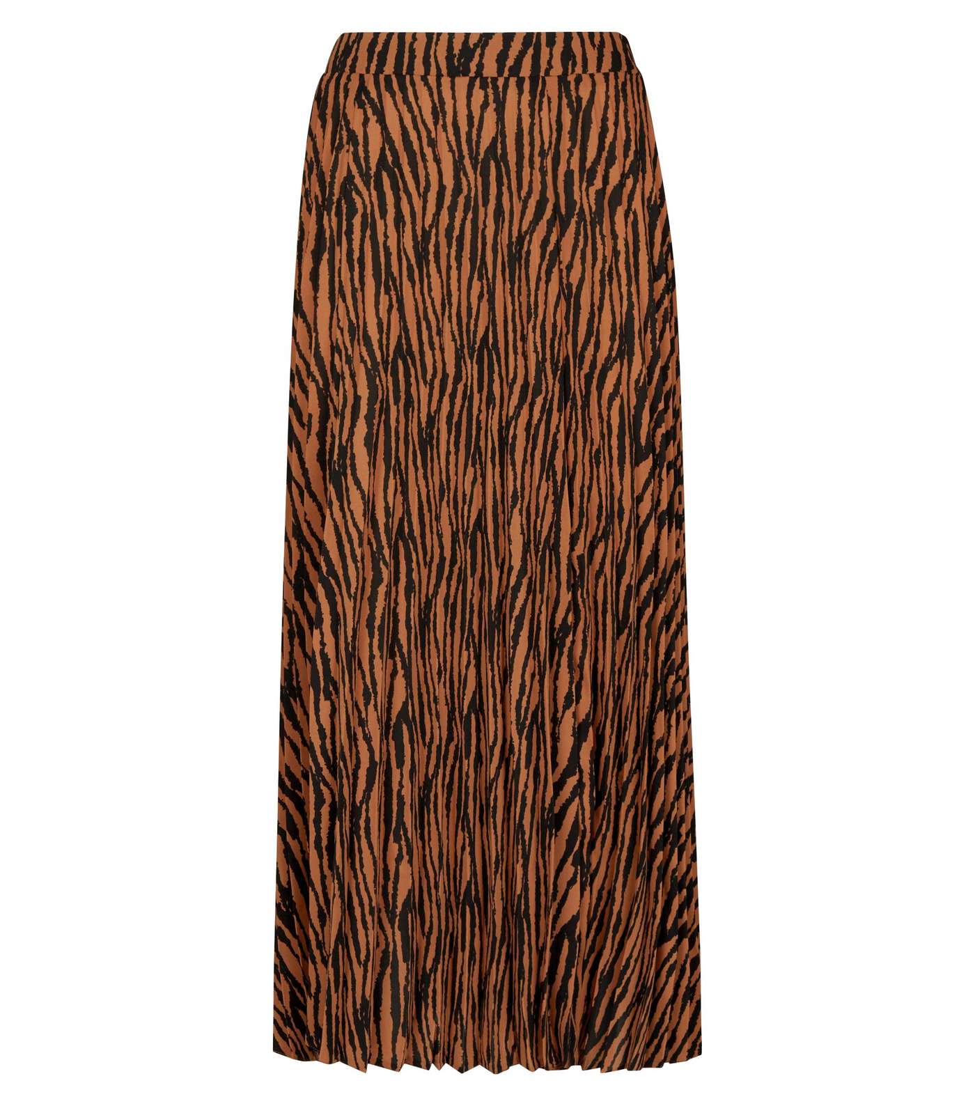 Rust Zebra Print Pleated Midi Skirt Image 4