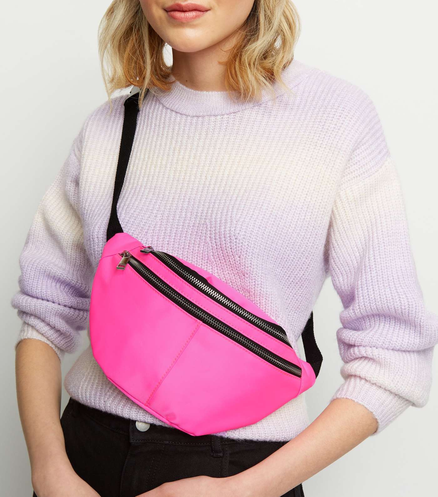 Bright Pink Neon Satin Bum Bag 