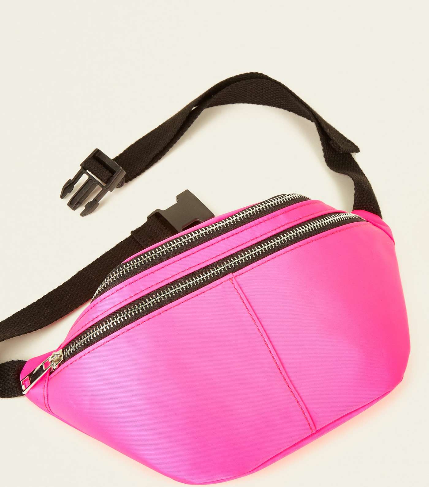 Bright Pink Neon Satin Bum Bag  Image 5