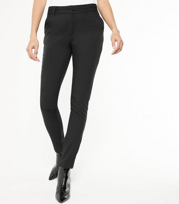 Black Plain Stretch Slim Leg Trousers 