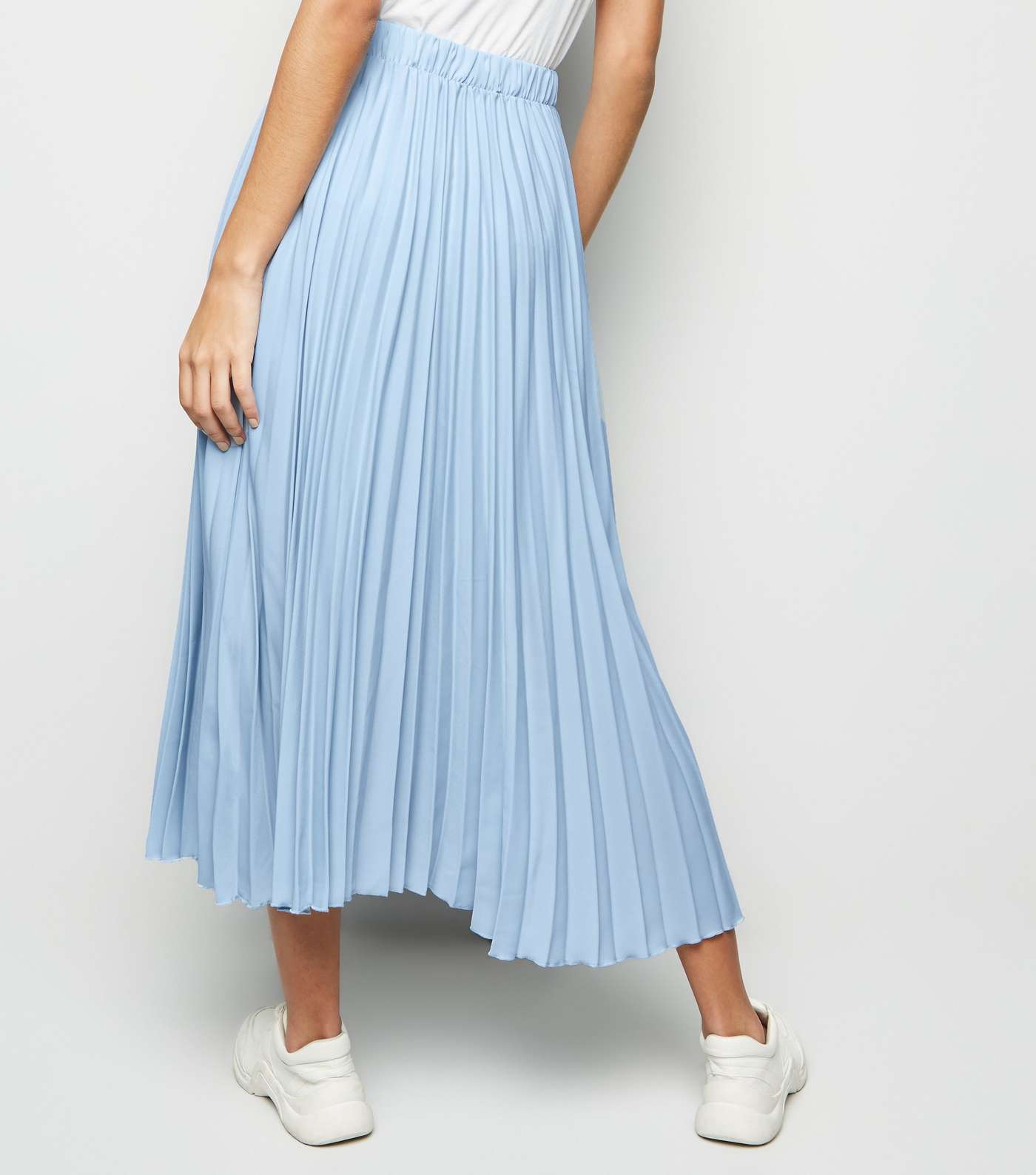 Pale Blue Pleated Midi Skirt  Image 3