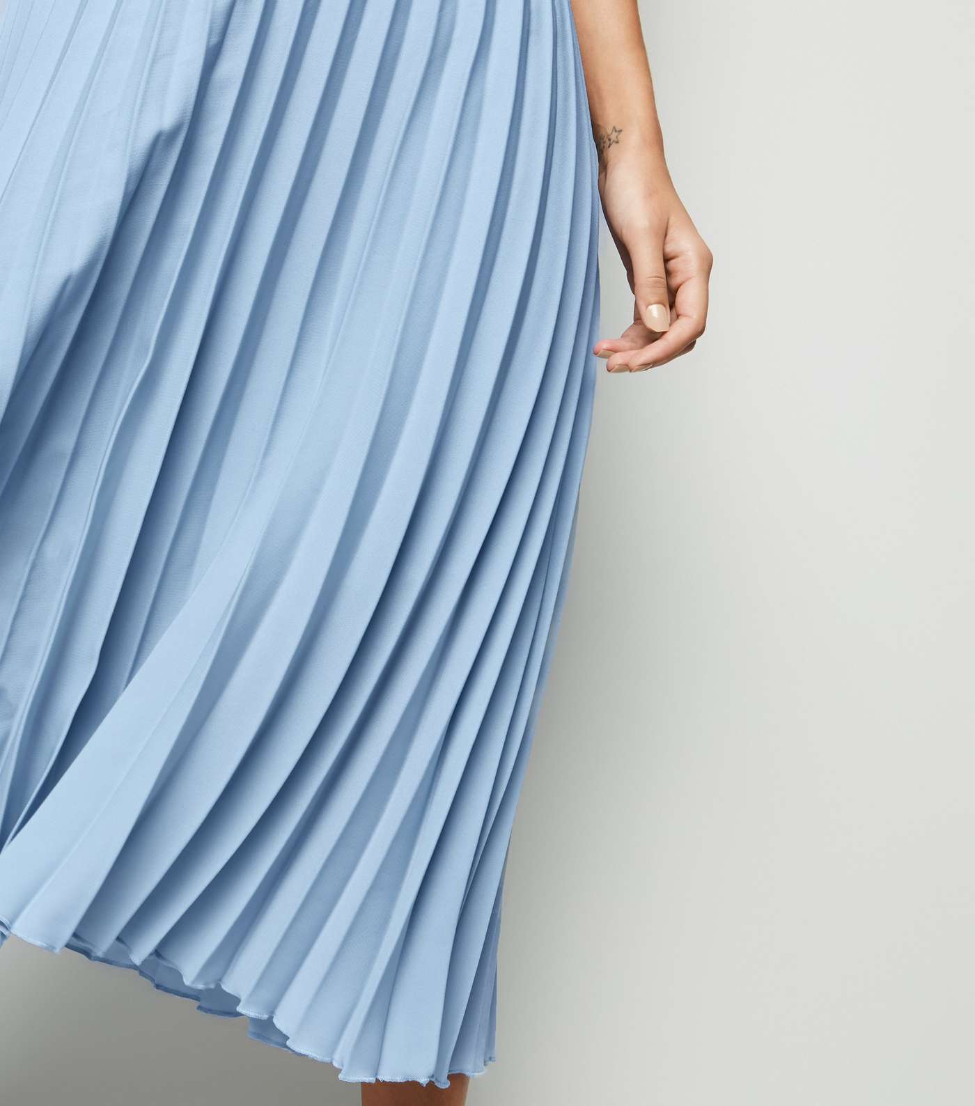 Pale Blue Pleated Midi Skirt  Image 5