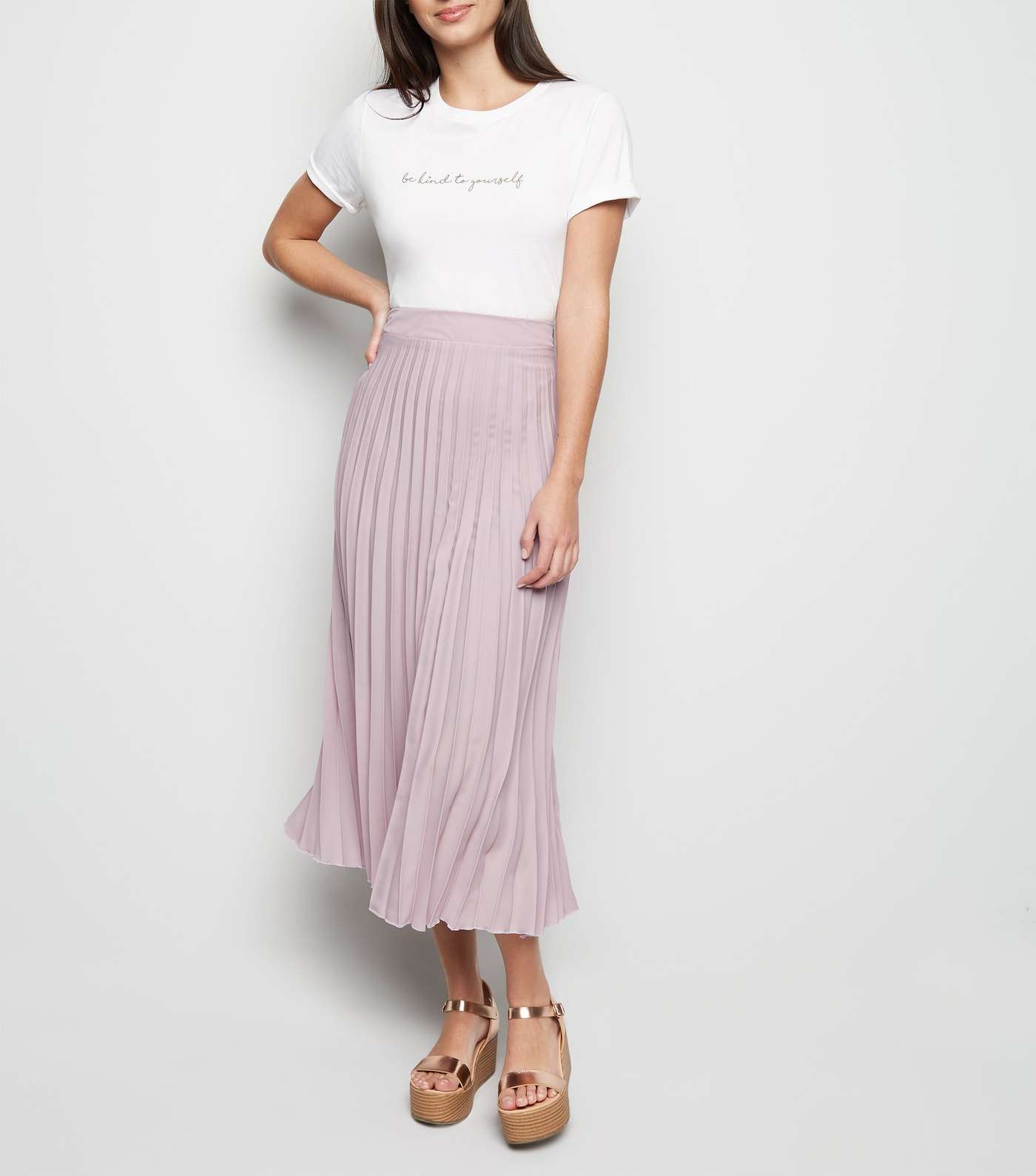 Lilac Pleated Midi Skirt 