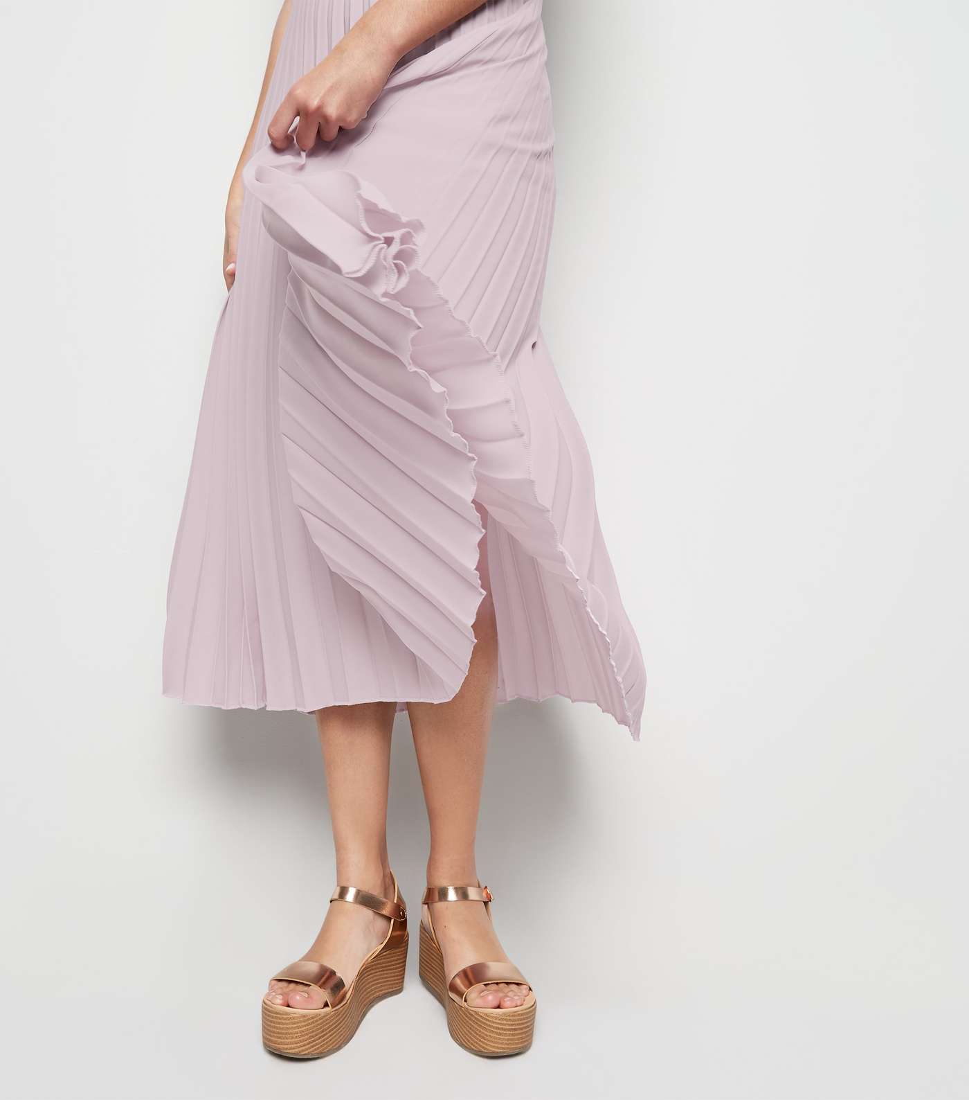 Lilac Pleated Midi Skirt  Image 3