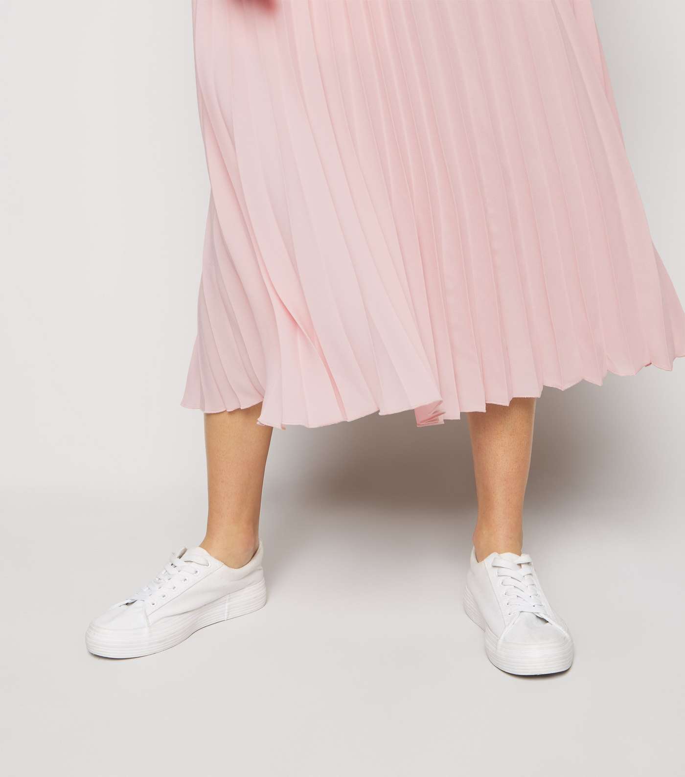 Pale Pink Pleated Midi Skirt  Image 5