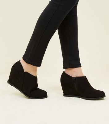 wedge shoe boots black
