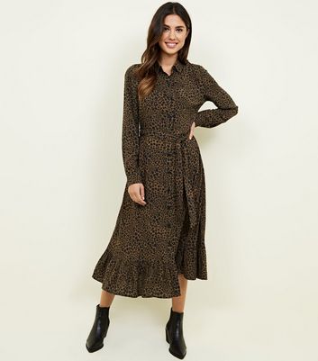 new look animal print shirt dress