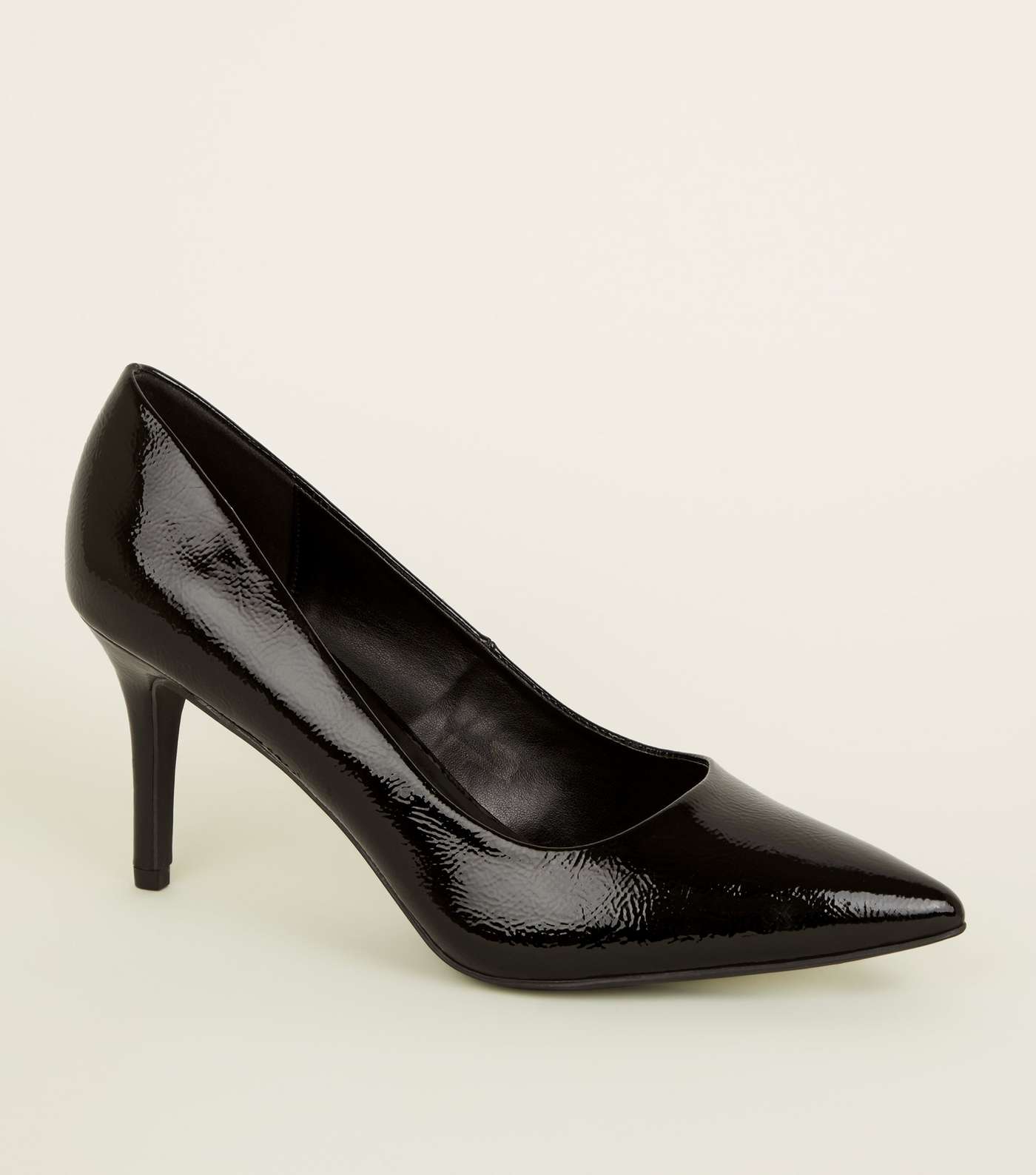 Black Patent Pointed Court Shoes 