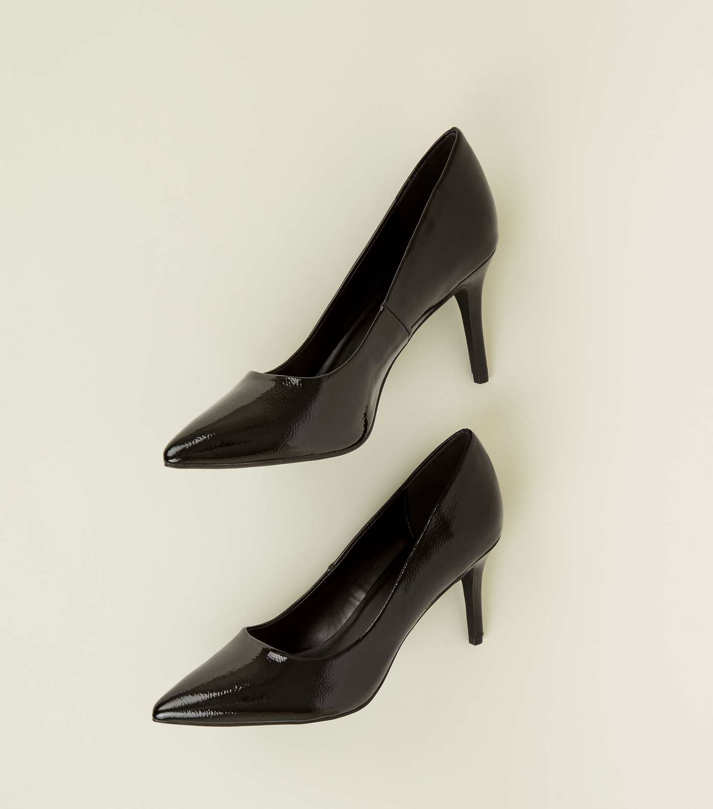 Black Patent Pointed Court Shoes  Image 3