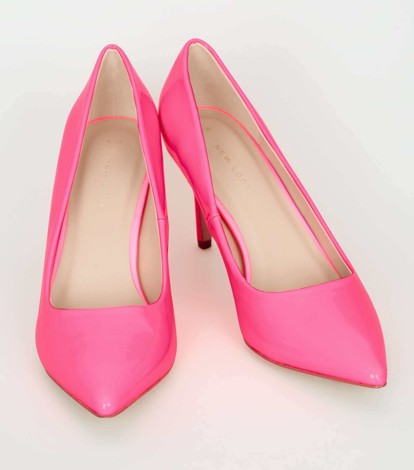 Pink Neon Patent Pointed Court Shoes  Image 3