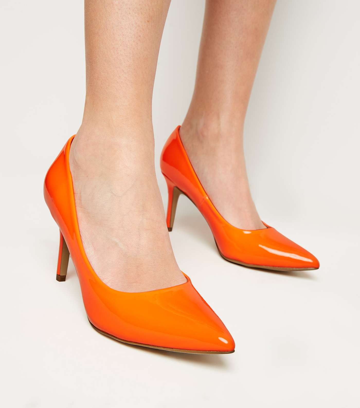 Orange Patent Pointed Court Shoes  Image 2