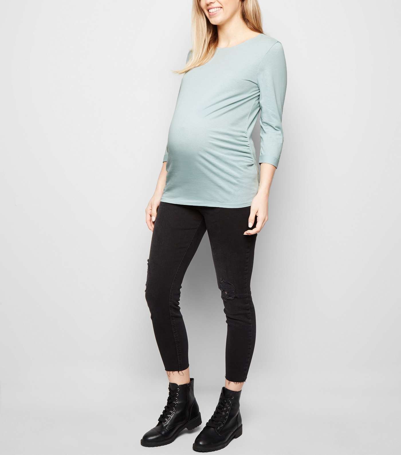 Maternity Mint Green 3/4 Sleeve Top  Image 2