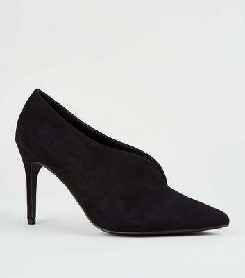 Black Suedette V Front Shoe Boots | New 