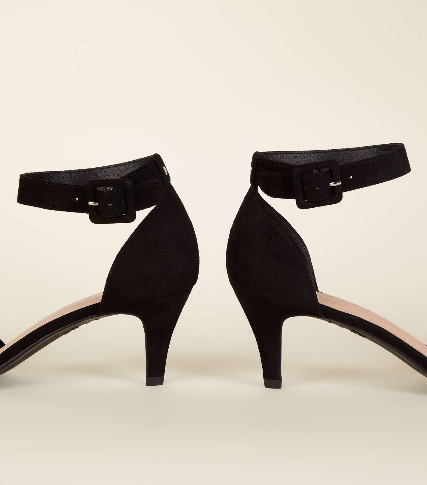 Black Comfort Flex Kitten Heel Pointed Court Shoes Image 3