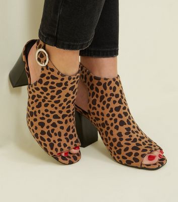 Brown Animal Print Peep Toe Heels | New Look