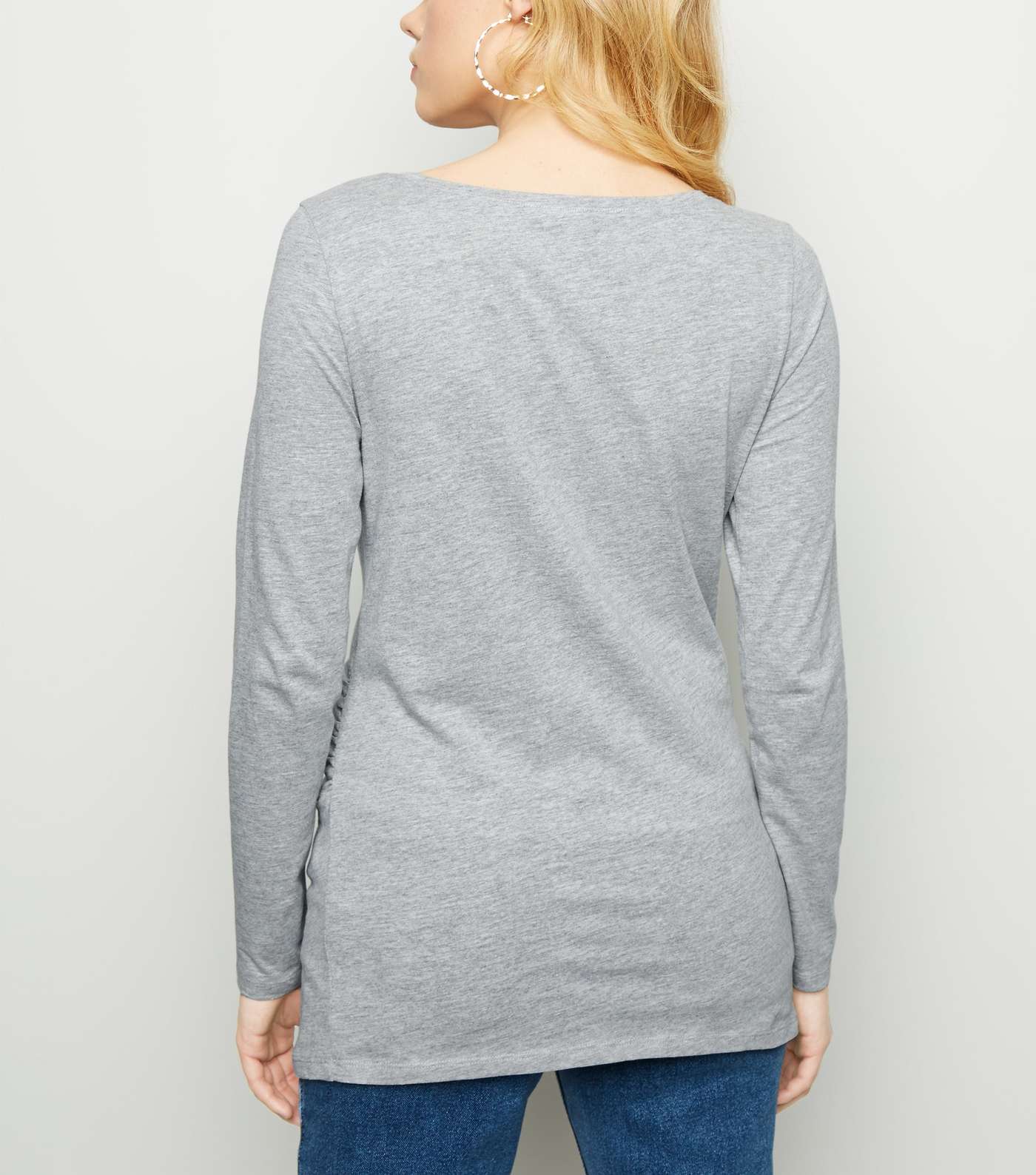 Maternity Pale Grey Long Sleeve Top Image 3