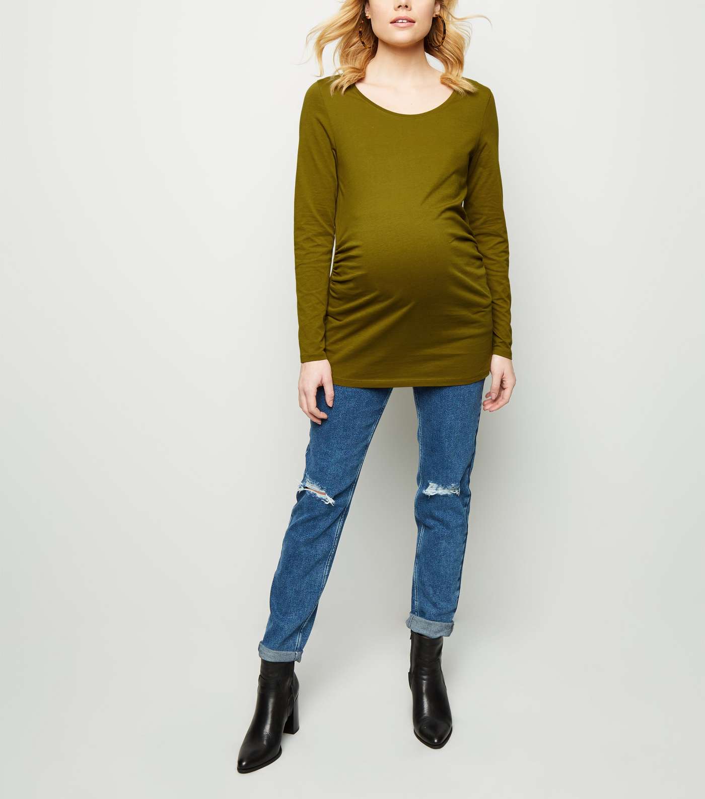 Maternity Olive Long Sleeve Top Image 2