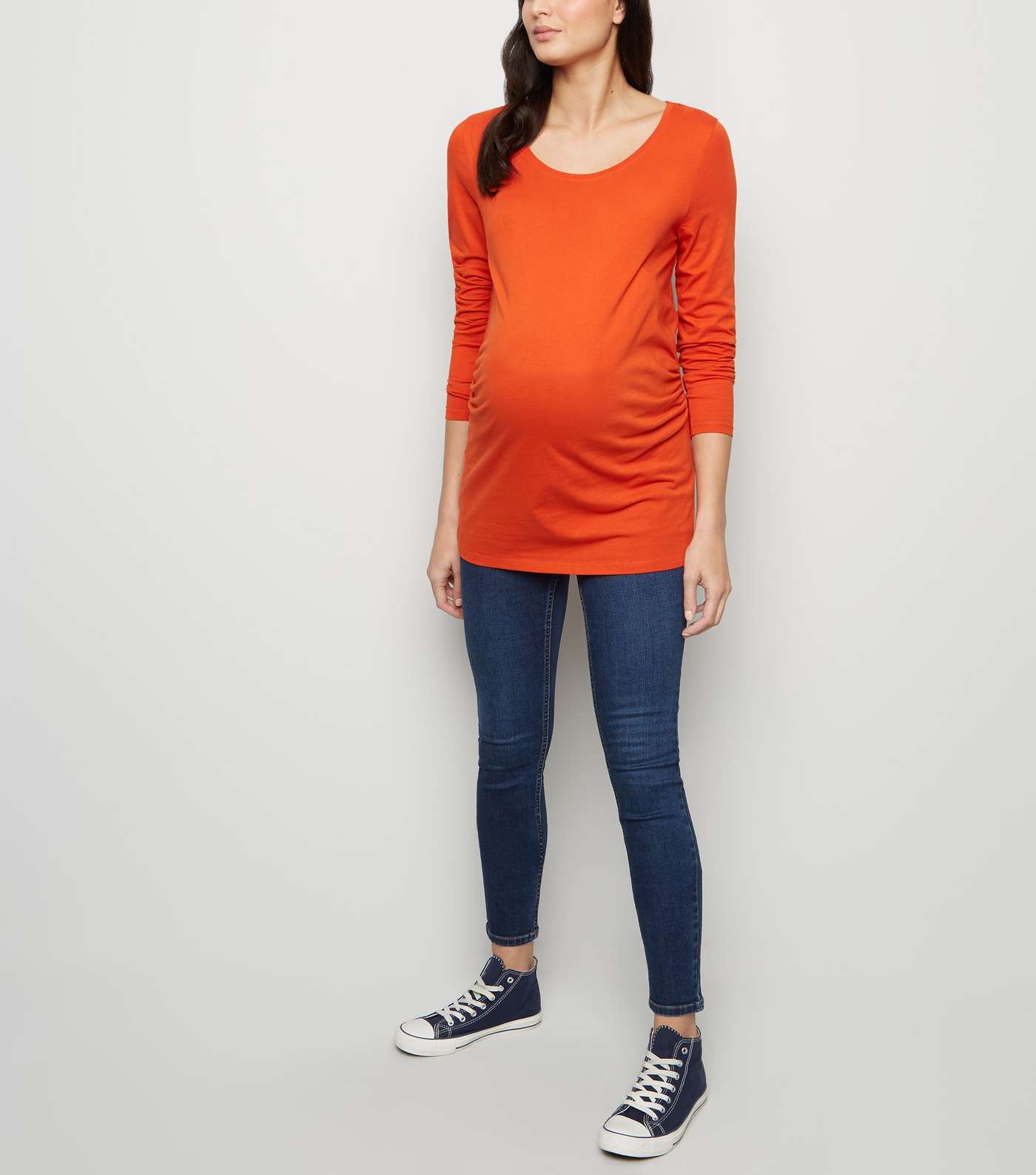Maternity Bright Orange Long Sleeve Top  Image 2