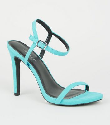 Turquoise Barely There Stiletto Sandals 