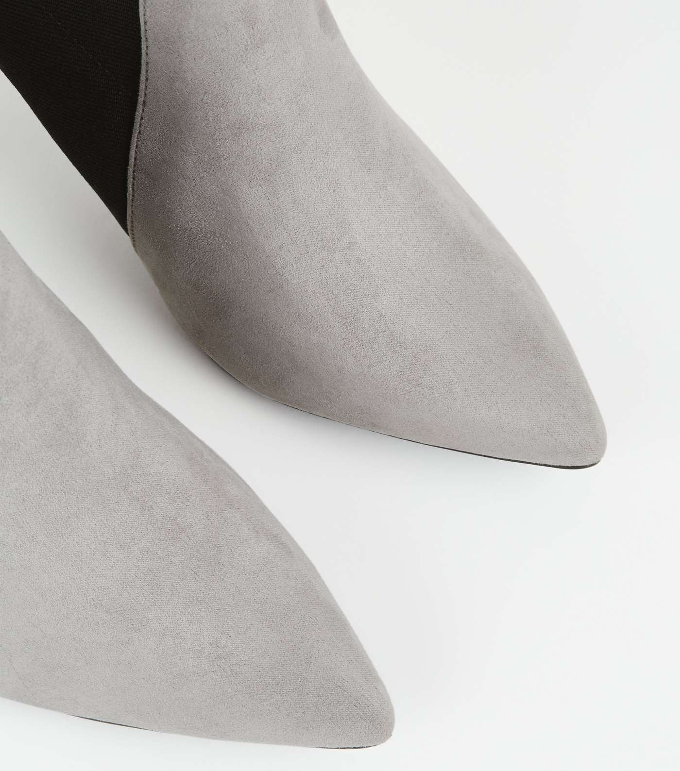 Grey Suedette Stiletto Chelsea Shoe Boots Image 4