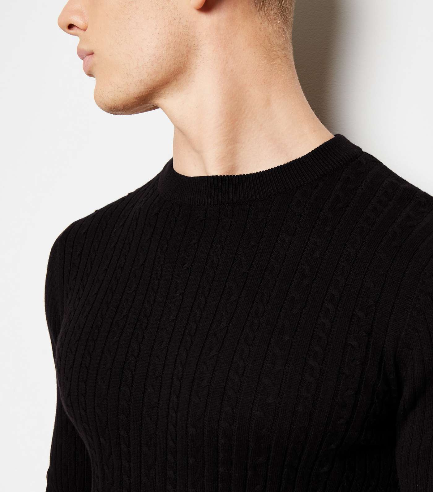 Black Long Sleeve Cable Knit Jumper Image 5
