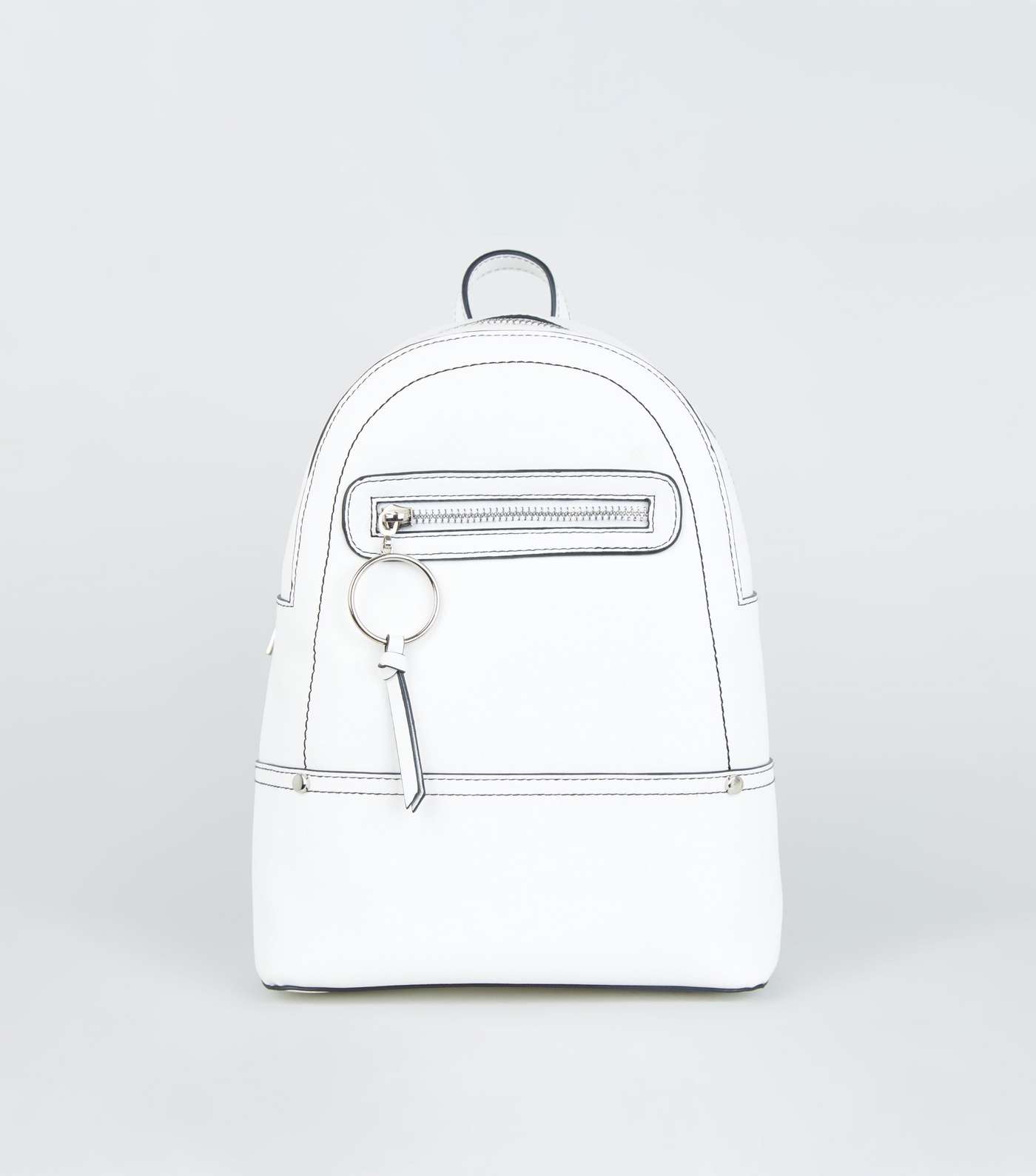 White Ring Zip Utility Mini Backpack
