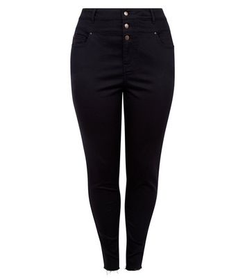 3 button high waisted skinny jeans