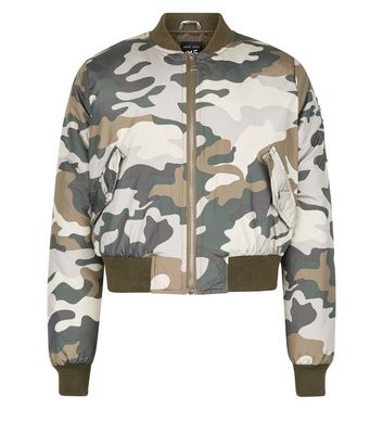 cropped camo bomber jacket