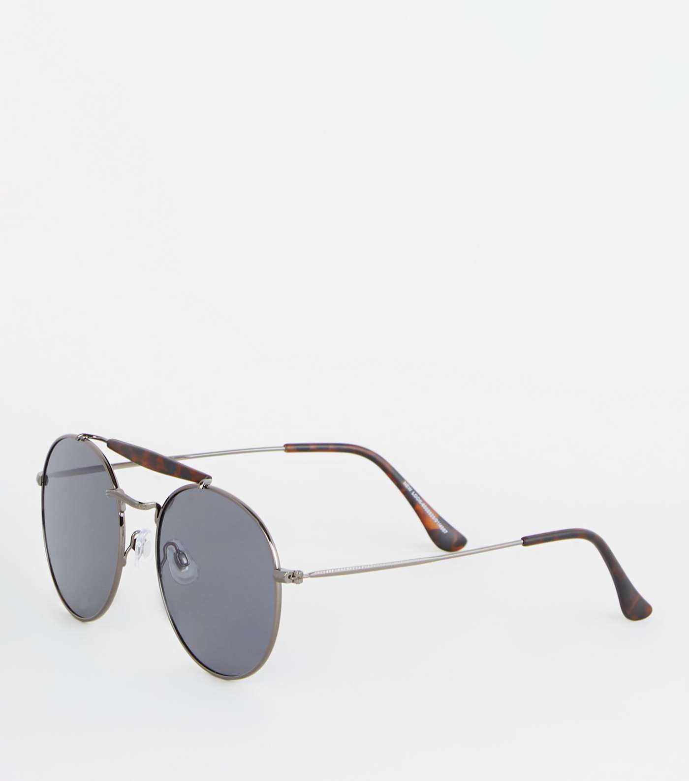 Black Faux Tortoiseshell Brow Bar Pilot Sunglasses 