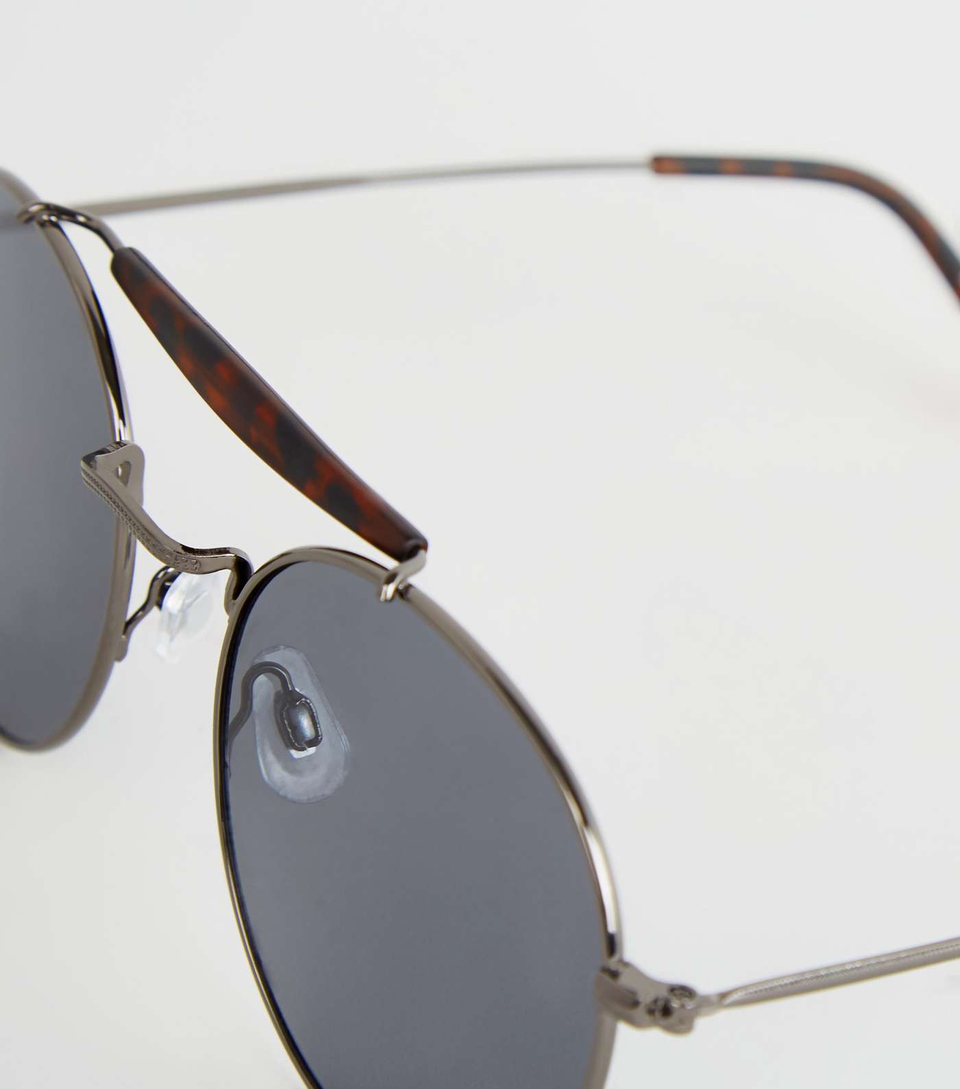 Black Faux Tortoiseshell Brow Bar Pilot Sunglasses  Image 3