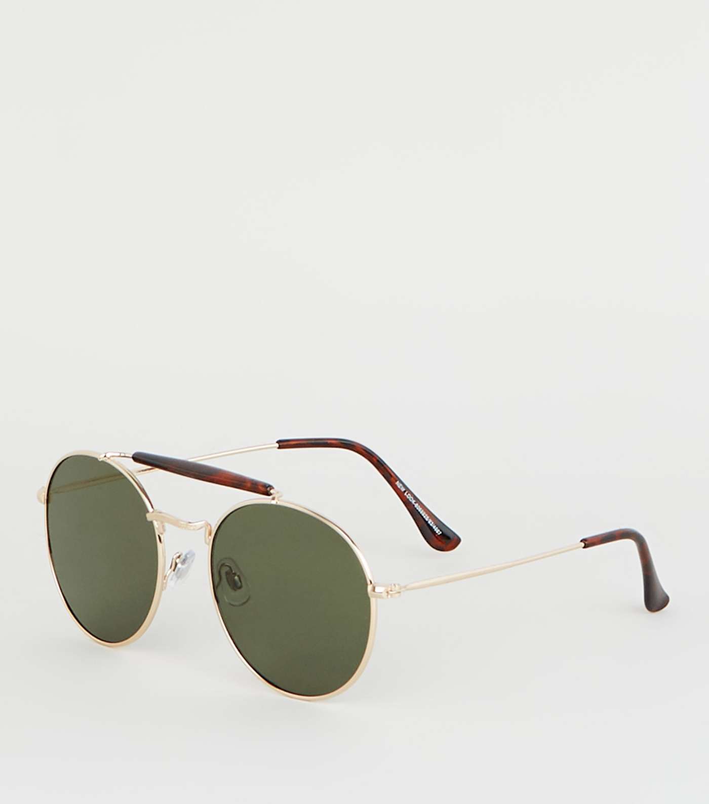 Gold Faux Tortoiseshell Brow Bar Pilot Sunglasses 