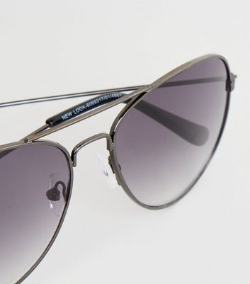 Image of Black Pilot Sunglasses New Look