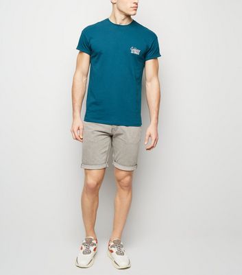 Image of Pale Grey Washed Denim Shorts New Look