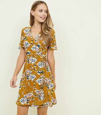 new look yellow wrap dress