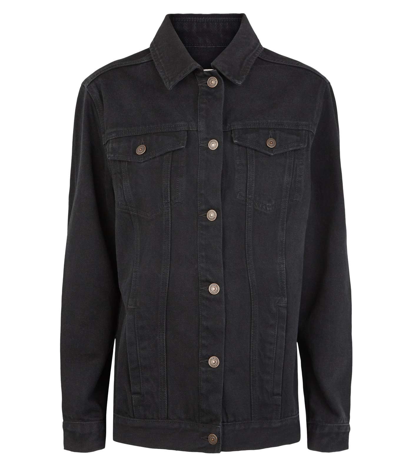 Black Oversized Button Up Denim Jacket Image 4