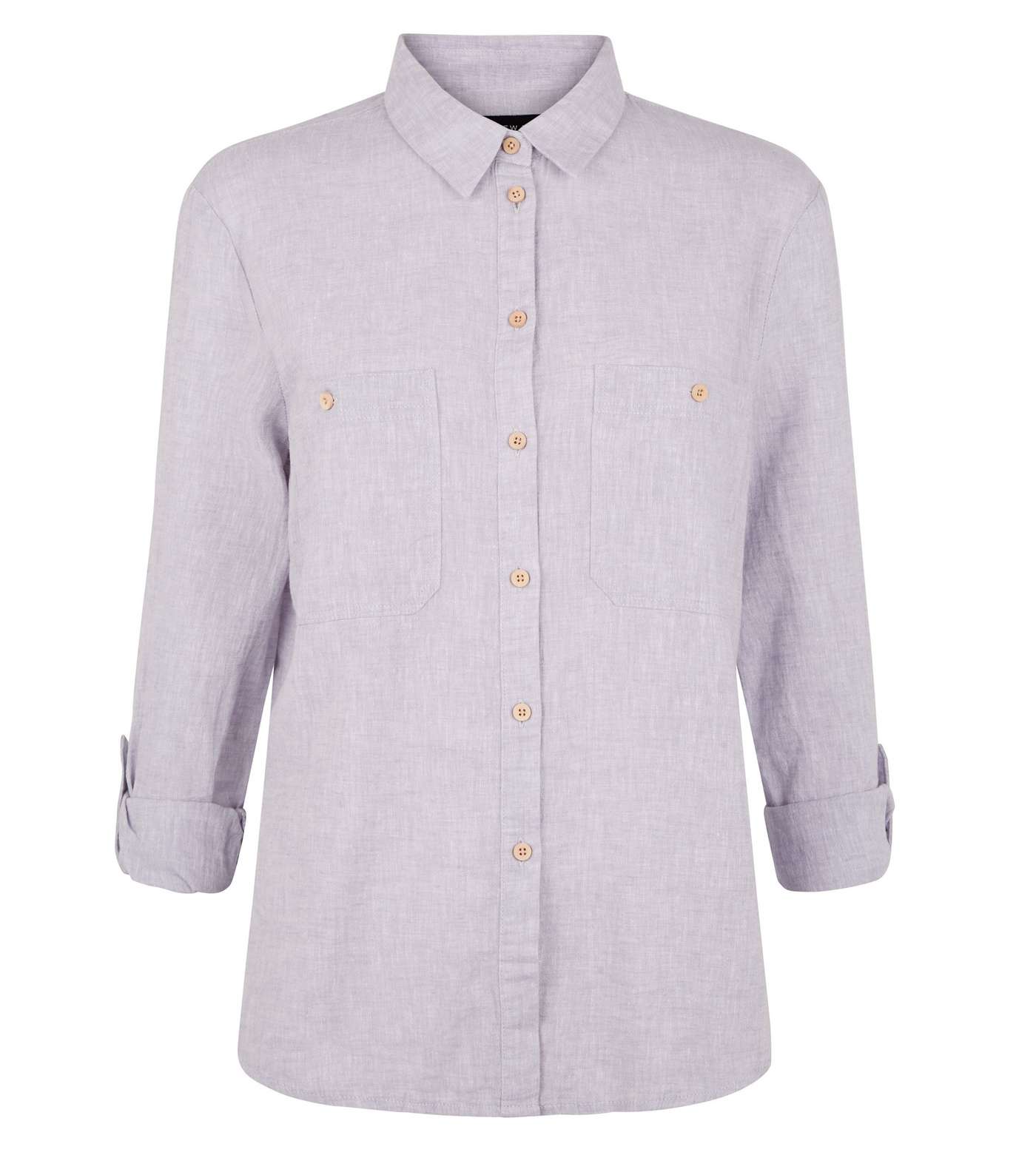 Grey Linen Blend Pocket Front Shirt Image 4